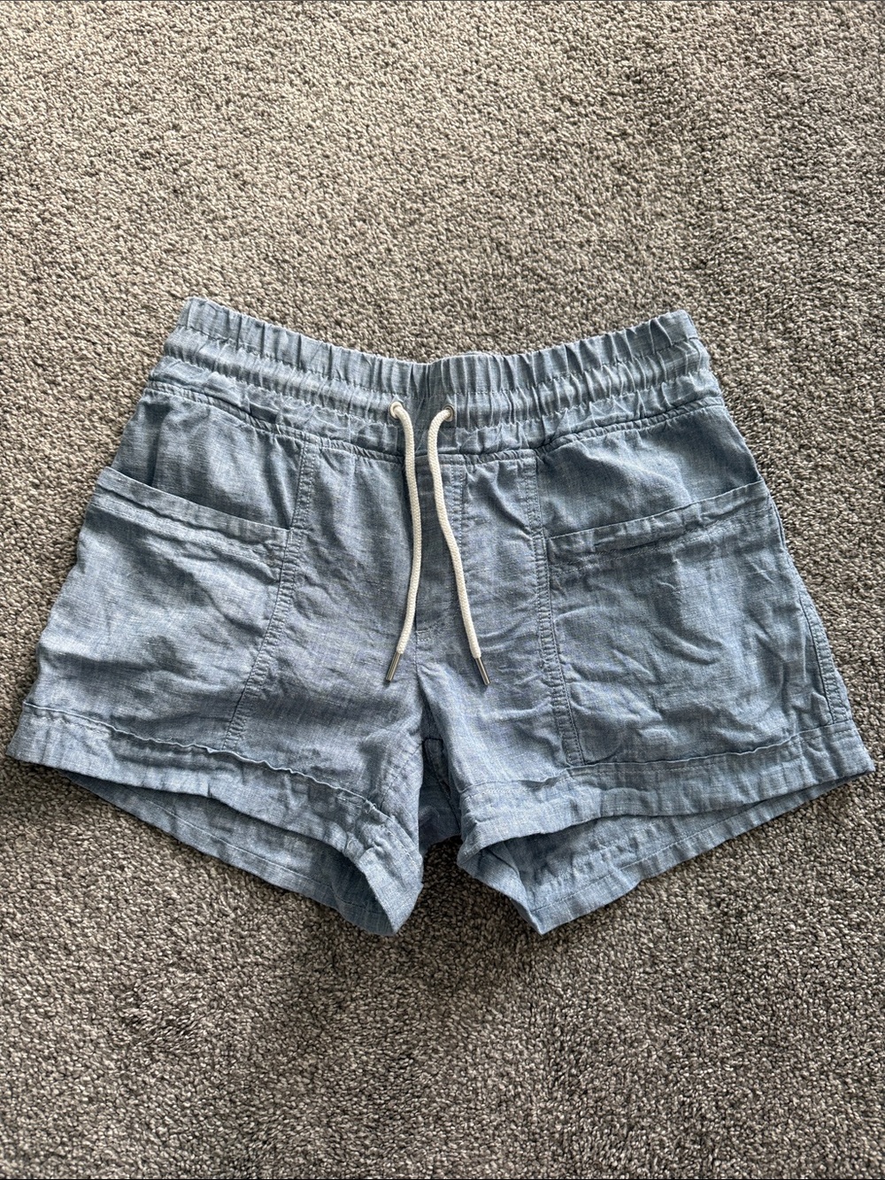 Athleta Light Blue Drawstring Linen-Blend Women’s Shorts